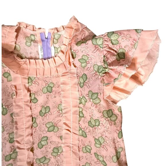 Cranston Village Handmade Vintage-Inspired Pink Strawberry Ruffle Dress  M/L Cos - Picture 4 of 7